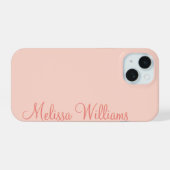 Moderne Vrouwelijke Effen Zachte Roze Script Aange iPhone 15 Case (Achterkant horizontaal)