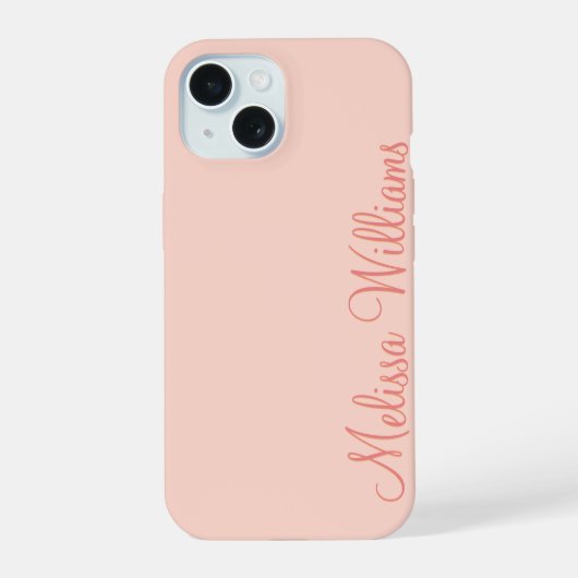 Moderne Vrouwelijke Effen Zachte Roze Script Aange iPhone 15 Case (Achterkant)