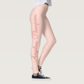 Moderne Vrouwelijke Effen Zachte Roze Script Aange Leggings (Rechts)
