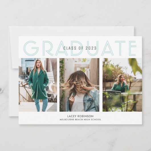 Moderne Vrouwelijke Foto Teal Afstudeerfoto (Voorkant)