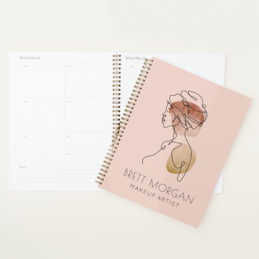 Moderne vrouwelijke kunstenaar Blush Pink Business Planner (Display)