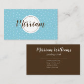 Moderne vrouwelijke professionele blauw en bruin visitekaartje (Voorkant / Achterkant)