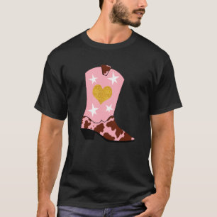 Moderne vrouwelijke roze cowgirl Westerne roet T-shirt