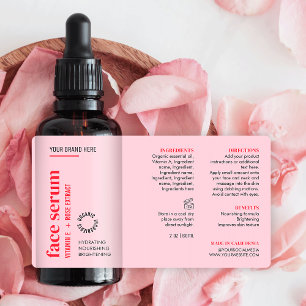 Moderne Vrouwelijke Roze Gezicht Serum Olie Droppe Etiket