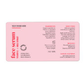 Moderne Vrouwelijke Roze Gezicht Serum Olie Droppe Etiket (Voorkant)