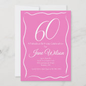Moderne Vrouwelijke Script Roze Witte 60e Verjaard Kaart (Voorkant)