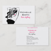 Moderne vrouwelijke zwarte en roze Trendy Hair Sal Visitekaartje (Voorkant / Achterkant)