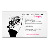 Moderne vrouwelijke zwarte en roze Trendy Hair Sal Visitekaartje Magneet (Voorkant)