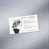 Moderne vrouwelijke zwarte en roze Trendy Hair Sal Visitekaartje Magneet (Voorbeeld)