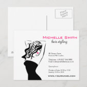 Moderne vrouwelijke zwarte en roze Trendy Kapsalon Briefkaart (Voorkant / Achterkant)