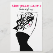 Moderne vrouwelijke zwarte en roze Trendy Kapsalon Flyer (Voorkant)