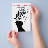 Moderne vrouwelijke zwarte en roze Trendy Kapsalon Flyer (Hand)