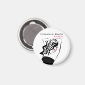 Moderne vrouwelijke zwarte en roze Trendy Kapsalon Magneet (Voorkant / Achterkant)