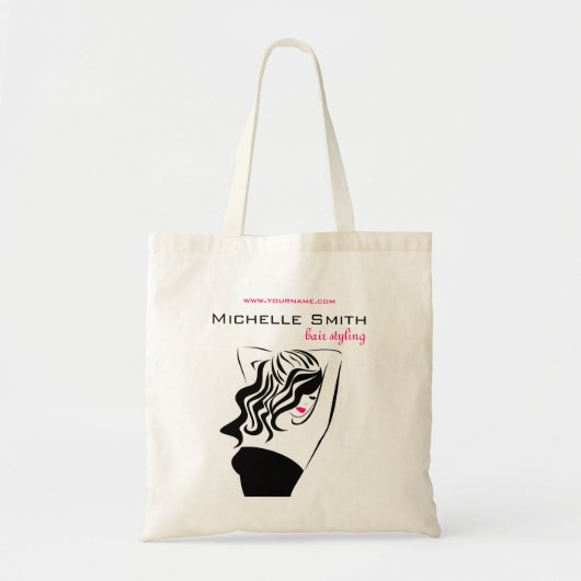 Moderne vrouwelijke zwarte en roze Trendy Kapsalon Tote Bag (Voorkant)