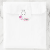 Moderne vrouwelijke Zwarte Witte Roze Chic Mode Me Ronde Sticker (Tas)