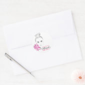 Moderne vrouwelijke Zwarte Witte Roze Chic Mode Me Ronde Sticker (Envelop)