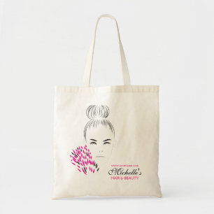 Moderne vrouwelijke Zwarte Witte Roze Chic Mode Me Tote Bag
