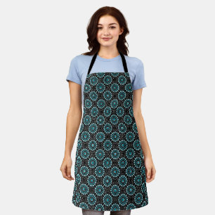 Moderne Vrouwen Fancy Zwart Wit Blauwgroen Dot Art Schort