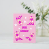Moderne Vrouwen Roze Cowgirl Western Laarzen Verja Briefkaart (Staand voorkant)