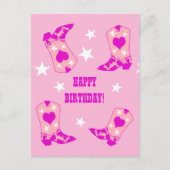 Moderne Vrouwen Roze Cowgirl Western Laarzen Verja Briefkaart (Voorkant)