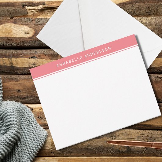 Moderne Vrouwen Roze Gepersonaliseerde Nota Kaart Notitiekaartje