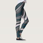 Moderne Vrouwen Rustiek Blauw & Grijs Leggings (Rechts)