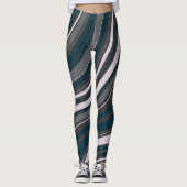 Moderne Vrouwen Rustiek Blauw & Grijs Leggings (Voorkant)