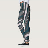 Moderne Vrouwen Rustiek Blauw & Grijs Leggings (Links)