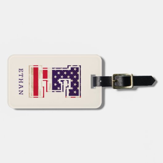 Moderne VS Vlag Monogram E Bagagelabel (Voorkant horizontaal)