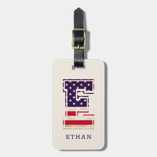 Moderne VS Vlag Monogram E Bagagelabel (Voorkant verticaal)