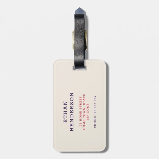 Moderne VS Vlag Monogram E Bagagelabel (Achterkant verticaal)