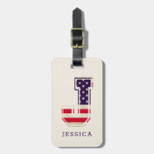 Moderne VS Vlag Monogram J Bagagelabel (Voorkant verticaal)