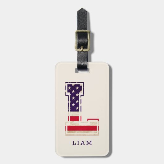 Moderne VS Vlag Monogram L Bagagelabel (Voorkant verticaal)