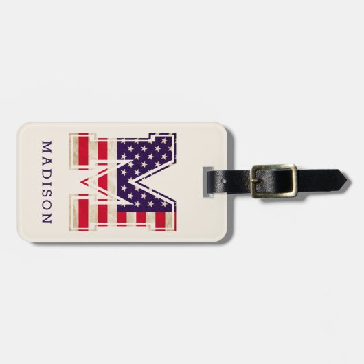 Moderne VS vlag monogram M Bagagelabel (Voorkant horizontaal)