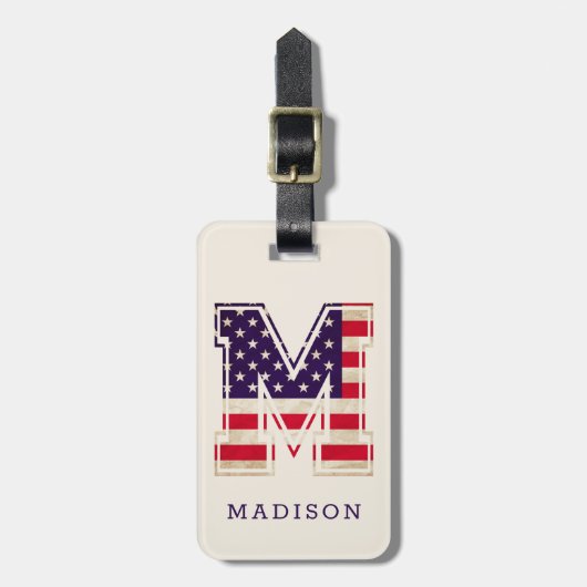 Moderne VS vlag monogram M Bagagelabel (Voorkant verticaal)