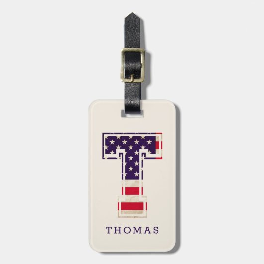 Moderne VS Vlag Monogram T Bagagelabel (Voorkant verticaal)