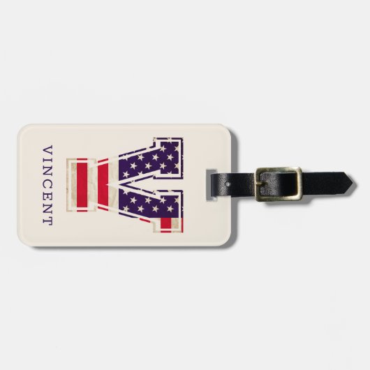 Moderne VS Vlag Monogram V Bagagelabel (Voorkant horizontaal)