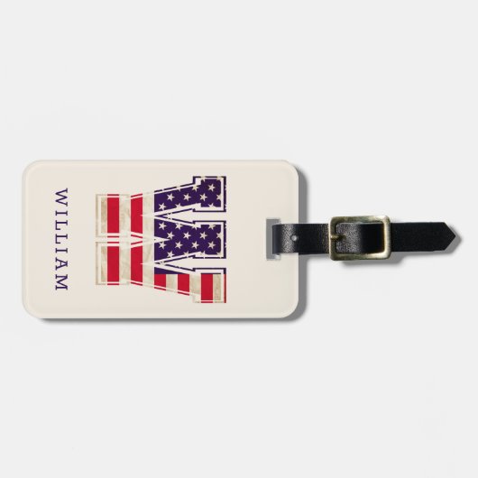 Moderne VS Vlag Monogram W Bagagelabel (Voorkant horizontaal)