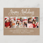 Moderne vun kalligrafie 3 Foto's Kraft Holiday Briefkaart (Voorkant)