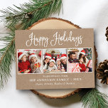Moderne vun kalligrafie 3 Foto's Kraft Holiday Briefkaart<br><div class="desc">Modern Fun Calligraphy Script Prettige feestdagen 3 Photo Kraft Holiday Briefkaart</div>