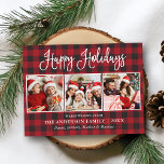 Moderne vun kalligrafie 3 Foto's Pset Holiday Briefkaart<br><div class="desc">Modern Fun Calligraphy Script Prettige feestdagen 3 Photo Holiday Briefkaart - Red Pset</div>