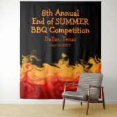 Moderne Vuur Vlammen BBQ Kook Uitdaging Competitie Wandkleed (In situ)