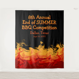 Moderne Vuur Vlammen BBQ Kook Uitdaging Competitie Wandkleed