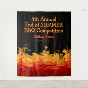 Moderne Vuur Vlammen BBQ Kook Uitdaging Competitie Wandkleed