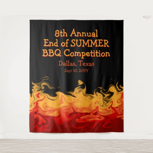 Moderne Vuur Vlammen BBQ Kook Uitdaging Competitie Wandkleed (Voorkant)