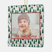 Moderne Vuurbomen Patroon Baby's Eerste Kerstmis Keramisch Ornament (Links)