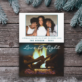 Moderne vuurhaard Cozy kerstfoto Kaart