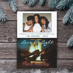 Moderne vuurhaard Cozy kerstfoto Kaart