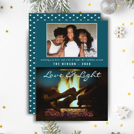 Moderne vuurhaard Cozy kerstfoto Kaart