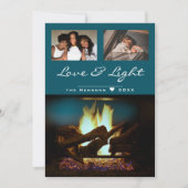 Moderne vuurhaard Cozy kerstfoto Kaart (Voorkant)